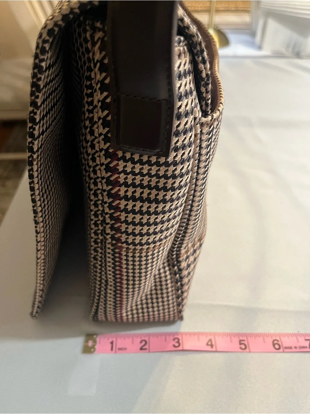 Ralph Lauren Houndstooth Laptop Bag in Black, White and Brown